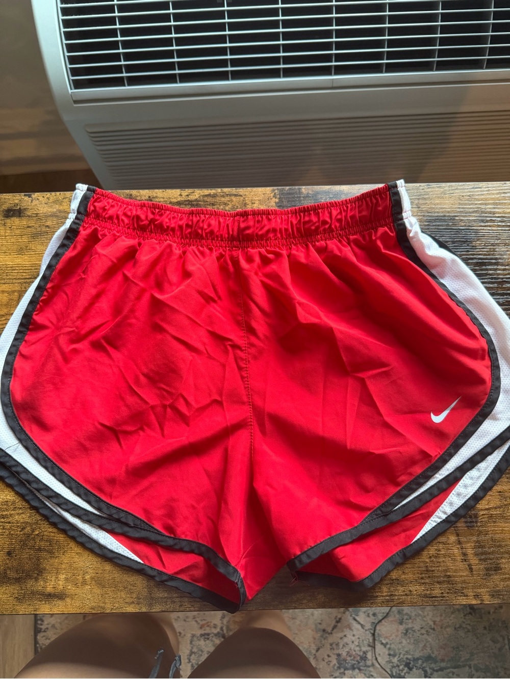 Nike Women's Red Athletic Running Shorts with White Trim
